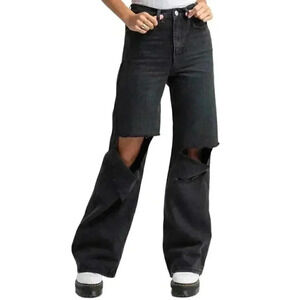 Urban OutfittersBDG  Ripped Washed Black Jeans Distressed Wide Leg Baggy Size 25